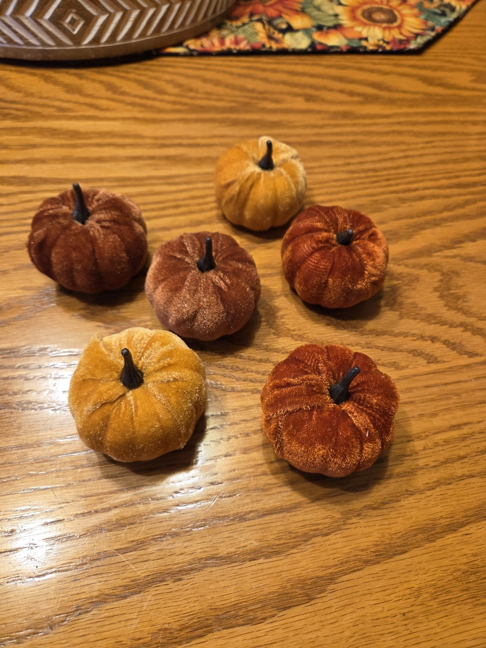 Velvet Mini Pumpkin Décor Set - Harvest Orange & Mustard